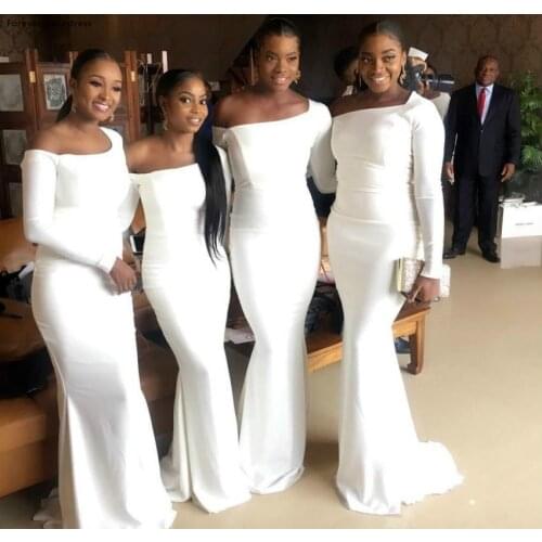 Long Sleeves Off Shoulder Bridesmaid Dress Mermaid Summer Country Garden Formal Wedding Party Guest Maid of Honor Gown Plus Size