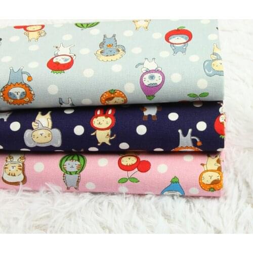 Half Yard Thicken Cotton Fabric Japanese Cartoon Cat Print, Handmade DIY Bag Table Cloth Back Cushion 100% Cotton CR-805