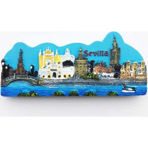 QIQIPP Spain Seville landmark building three-dimensional landscape tourist souvenirs magnetic refrigerator hand gift