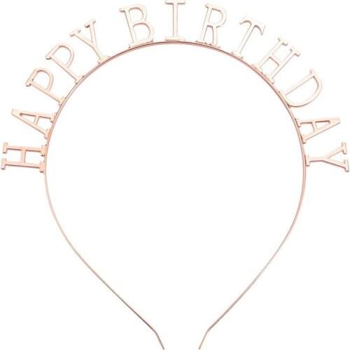 Rose Gold Silver Color Metal Happy Birthday Hair Band Birthday Girl Decoration