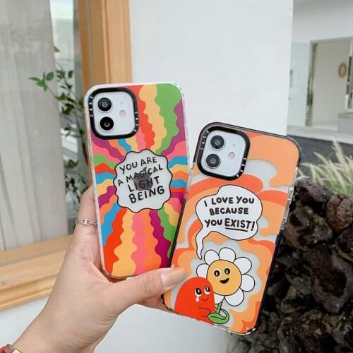 Cute Watercolor Painting Silicone Soft Phone Case For iPhone 11 12 Pro Max 11Pro SE 2020 7 8 Plus XS Max X XR Letter Cover Cases