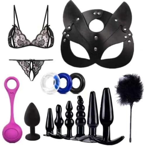 SM Sex Combo Set Silicone Masturbation Anal Dildo Female Toy