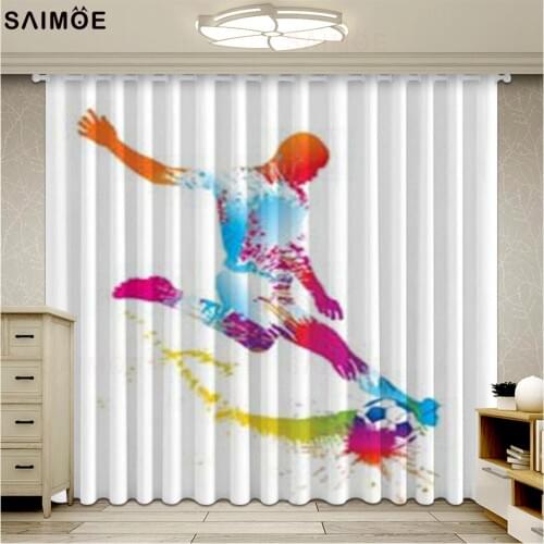Sports Players Playing Football Home Bedroom Kitchen Living Room Decoration Items Window Curtains for Living Room Ultra-thin