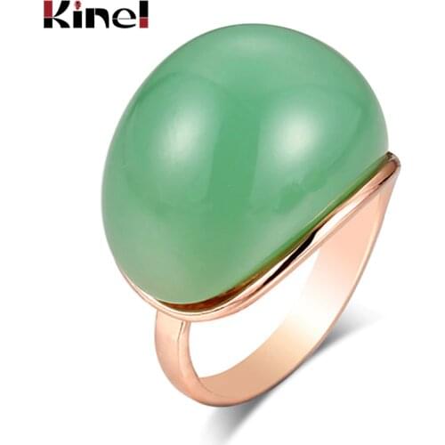 Kinel Unique Vintage Black Rings For Women Rose Gold Mosaic Resin Fashion OL Jewelry Cheap Wholesale