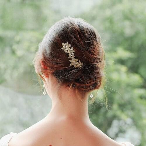 New Vintage Crystal Flower U Style Hairpins For Women 2pcs/set Rhinestone Hair Decoration Hair Comb Bride Bridesmaid Court