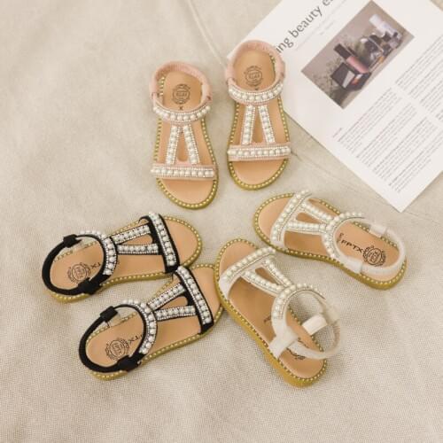 3-8 year summer white bead Beach shoes Girls Princess Sandals soft girl dress sandals Non-slip children shoes toddler girl shoes