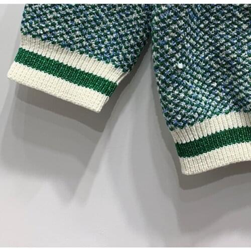 Women Cardigan Spring Autumn Winter V-Neck Long Sleeve Solid Striped Loose Elegant High Street Chic Stunning Fashion M