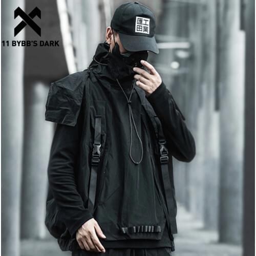 11 BYBBS DARK Removable Hip Hop Cargo Vest Men Ribbons Patchwork Tactical Functional Overall Sleeveless Tops Streetwear Outwear