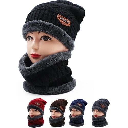 Beanie Hat Scarf Set Winter Men Women Super Soft Fleece Inner Lining Great Warm Stretchy Knit Beanie Cap Elastic Neck Warmer