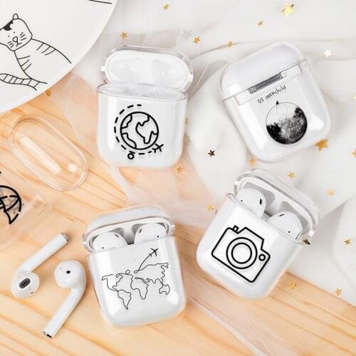 1PC Earphone Case for Airpods Case Cover Cute Map Trip Transparent Clear Luxury Earphone Case for Airpods Case
