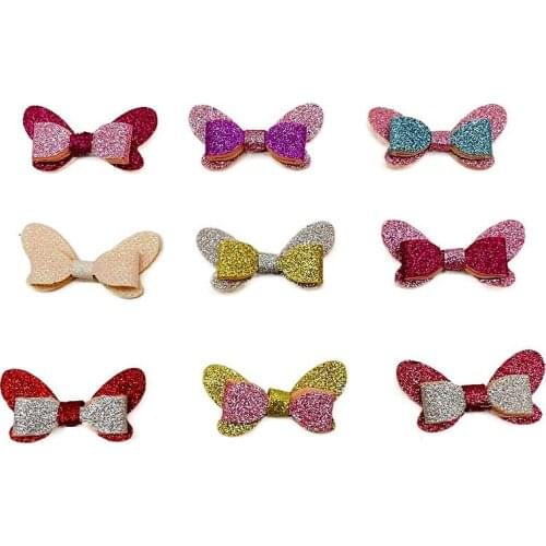 1.77" 10pcs Felt Glitter Bows patches,Jewelry Accessory Appliques, Craft Supply for Party Birthday Baby Showers Table Decals