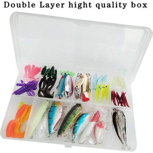 100Pcs Bait Fish Grass Carp Fishing Popper Silver Bait Box Spin Spoon Sharp Fish Hook Artificial Bait Set Free shipping sale