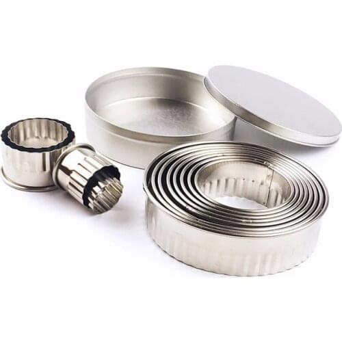 12pcs/lot Dumplings Wrapper Mold Cutter Maker Tool Stainless Steel Round Biscuit Round Pastry Wrapper Dough Cutting Tool OK 0992