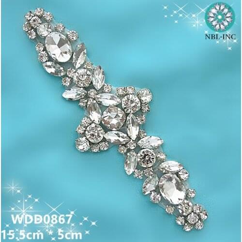 30PCS )Wholesale bridal beaded sewing crystal rhinestone applique iron on for wedding dress WDD0867