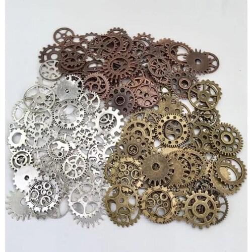 Free shipping Vintage Metal Steampunk 100g gear Charms Diy Fashion Accessories Gear Pendant Charms for Jewelry Making