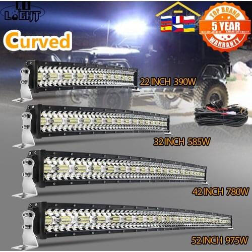CO LIGHT 22" 32" 42" 52" Curved Led Light Bar 390W 585W 780W 975W Led Work Light 3-Row 4x4 Truck ATV Car Offroad Driving Lights