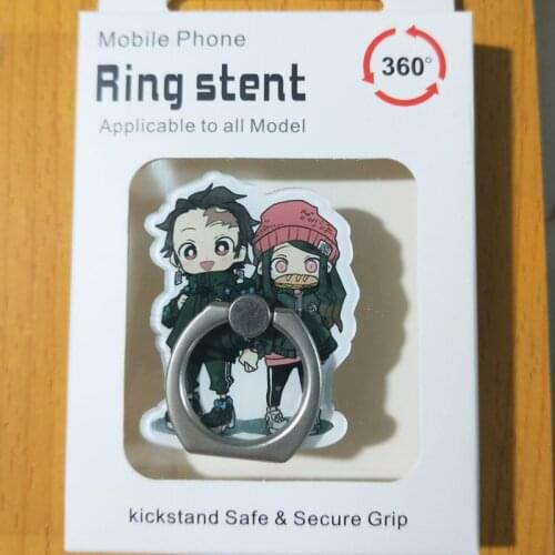 Anime Demon Slayer Kimetsu no Yaiba Cute Girls Phone Mount Finger Ring Holder Mobile Stand Rosette