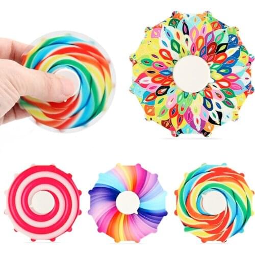 Children Adult Fingertip Spinning Top Toys Double-sided UV Printed Rotating Disc Sensory Anxiety Relief Fidget Toys Gifts