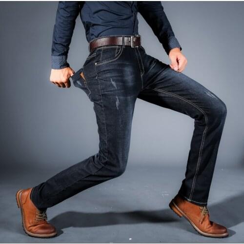 2021New Men Classic Style Brand Mens Thin Light Blue Jeans Spring Summer Business Casual Advanced Stretch Straight Mens Jeans