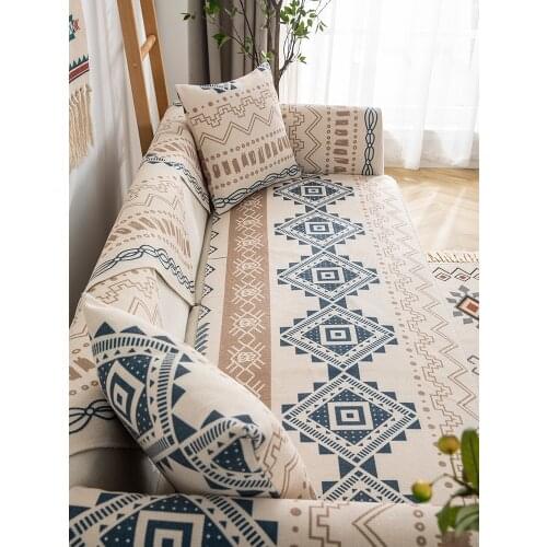 1PCS Cotton Universal Sofa Covering Plaid Towel Lounge Chaise Mattress Settee Cushion