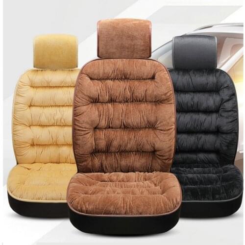 HOLVWOW 2021 Winter Thicken Car Seat Covers Universal Fit Soft Slide Cushion Luxury Car Interior for Vehicle Auto Seat Protector