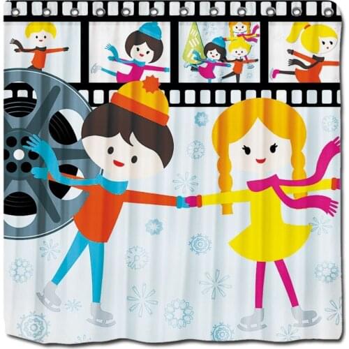 Personalized Shower Curtains Home Movies Ice Skating Figure Skating Kids waterproof Shower Curtain with hooks bathroom curtain