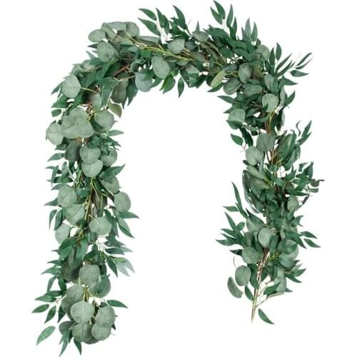 1Pcs Artificial Eucalyptus Leaves Garland with Willow Vines Twigs Leaves for Wedding Party Table Runner Greenery Garland Indoor