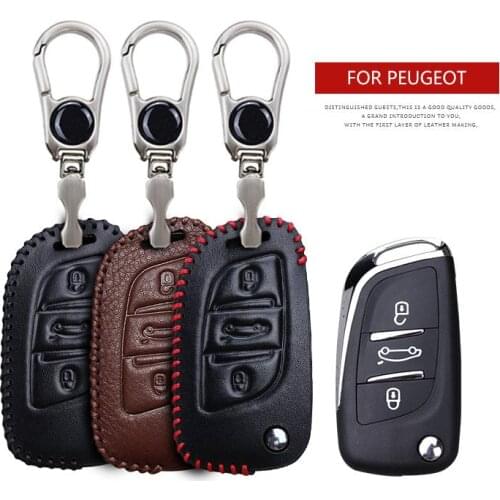 KUKAKEY Car Logo Keychain Key Case For Peugeot 206 207 208 407 406 2008 307 308 3008 Anti-wear Key Cover Shell Bag