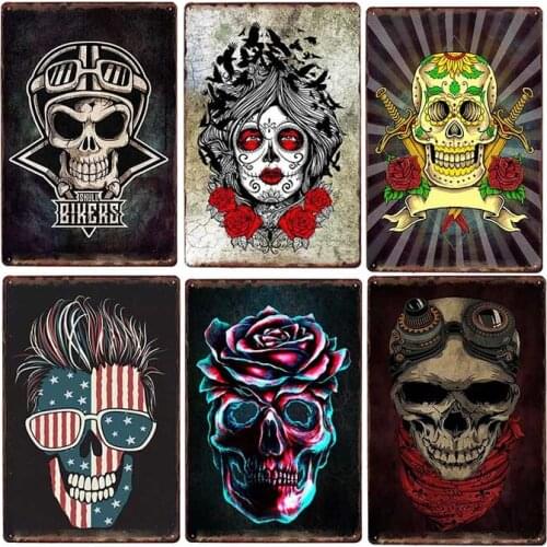 Mexican Skull Metal Signs Vintage Plaques Poster Retro Wall Plates Bar Decoration Cafe Decorative Home Decor 20x30cm
