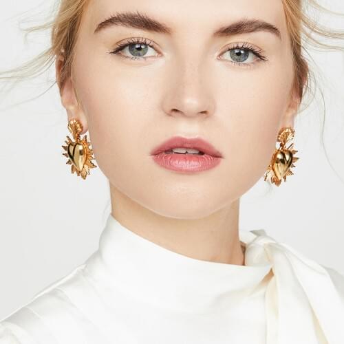 Dvacaman Metal Sun Flower Heart Statement Earrings Gold Color Maxi Dangle Drop Earrings Fast Fashion Jewelry Wholesale Factory