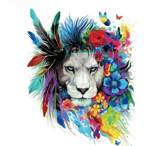 Fashion Pvc Cool Colorful Feather Lion Sticker Decal for Luggage Motorcycle Laptop Refrigerator Washing Machine Waterproof