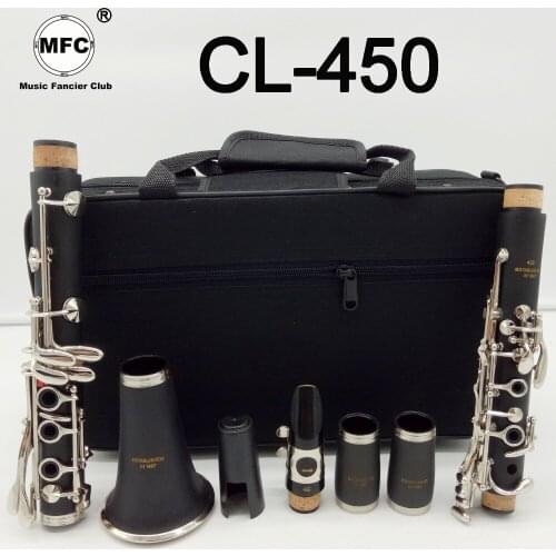 Music Fancier Club Intermediate Clarinets Bb MFCCL-450 Matte ABS Resin Bakelite Clarinet Mouthpiece 4C Included Case + Reeds