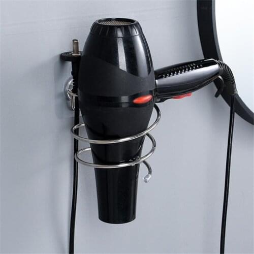 High Quality Innovative Wall Hair Dryer Metal Bathroom Wall Holder Shelf Storage Rack Home Storage Organizer Hairdryer Holder