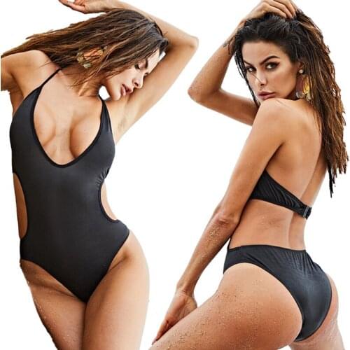 2021 Summer New Womens Sling One-Piece Swimsuit Sexy Female Black Swimwear One-Piece Bikini SW300