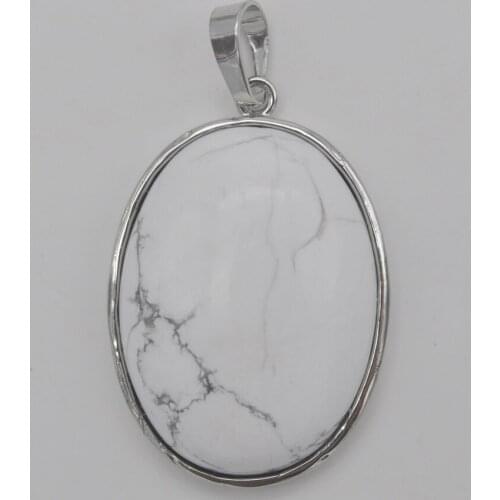 White Howlite Bead Oval Pendant Jewelry For Woman Gift S3220