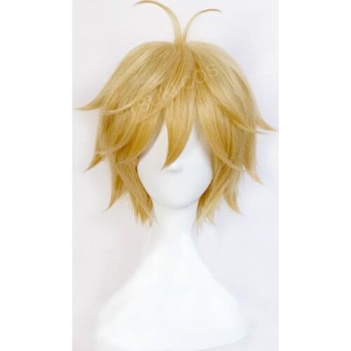 Dragons Sin of Wrath Meliodas Short Golden Blonde Cos Wig The Seven Deadly Sins Heat Resistant Hair Cosplay Wigs + Wig Cap