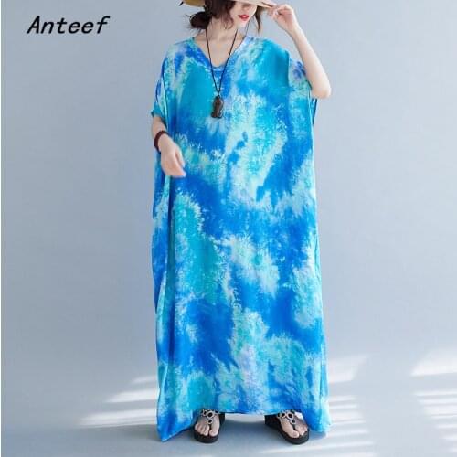 Short sleeve cotton stain vintage dresses for women casual maxi long loose sun summer beach dress elegant clothes 2021 sundress