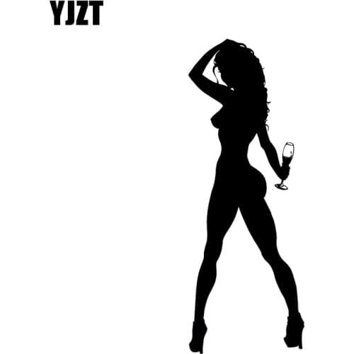 YJZT 4.9*13CM Hot Drunken Bad Girl Car Sticker Popular Fashion Style New Design Black/Silver Vinyl Car Decal C20-0943