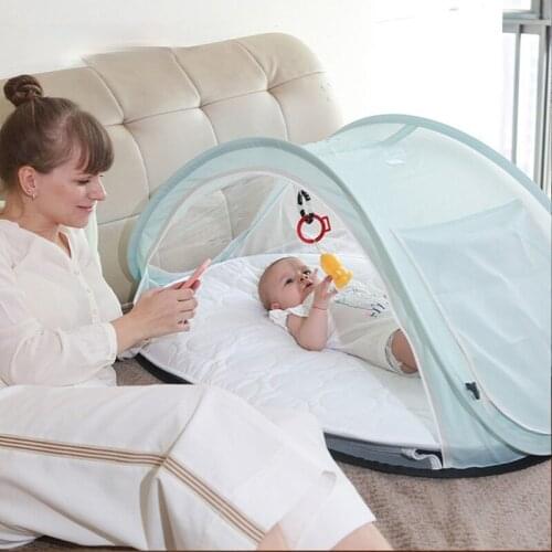 Crib Baby Portable Baby Folding Travel Bed Newborn Nest Sharing Bed Infant Breathing Cotton Cradle with Mosquito Net