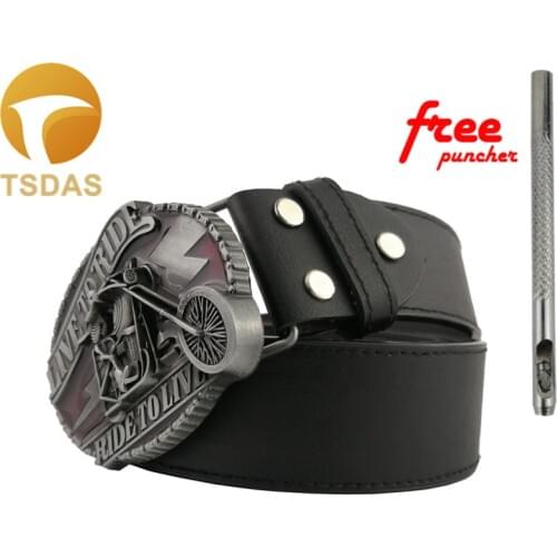 LIVE TO RIDE Silver Belt Buckles Men Western Skull Cowgirls Metal Texas