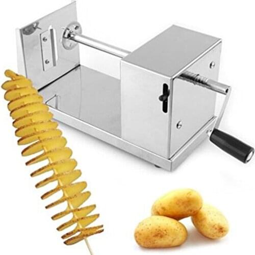 New Stainless Steel Manual Spiral Potato Slicer 2pcs blades Potato Tower Cutter Kitchen Tool Fruit & Vegetable Tool