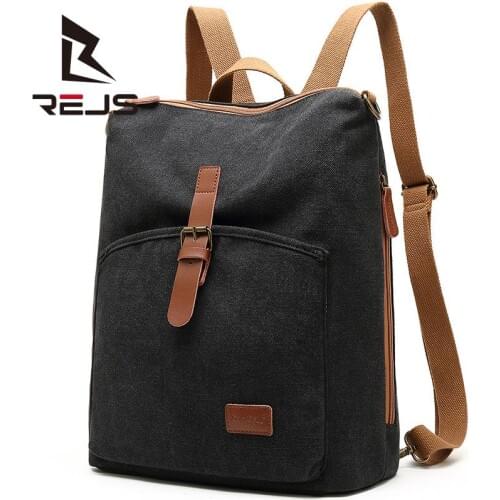 REJS LANGT Fashion Mens Backpack Retro Design School Backpacks Laptop 13.3 Inch Canvas Travel Bags England Style mochila