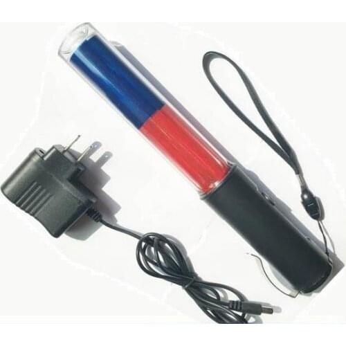 Charging Style OutdoorDouble Color Flashing Safety Many functional LED Traffic flashlight baton 26cm length magnet at the bottom