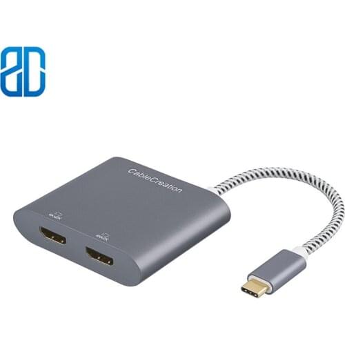 USB-C to Dual HDMI 4K USB Type C to 2 HDMI Adapter CompatibleMacBook/iMac/Chromebook Pixel/Yoga 720/730/XPS 13/Surface Book 2