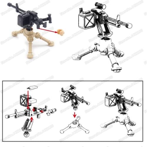 Military Nsv Heavy Machine Gun Building Blocks German Army Mini Weapons Figures Special Forces Ww2 Moc Child Christmas Gift Toys