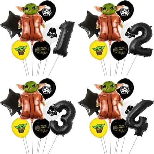 Star Wars Balloons Star War Green Baby Yoda Warrior Robot Foil Balloon Childrens Kids Boys Happy Birthday Party Decorations