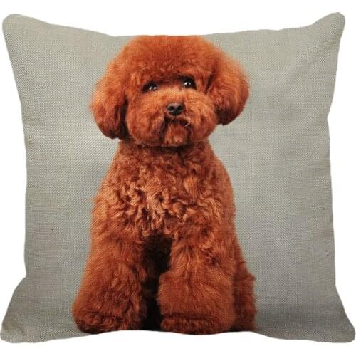 XUNYU 45cmx45m Animal Dog Poodle Pattern New Linen Comfortable Cushion Cover Living Room Sofa Decorative Pillow Cover YH013