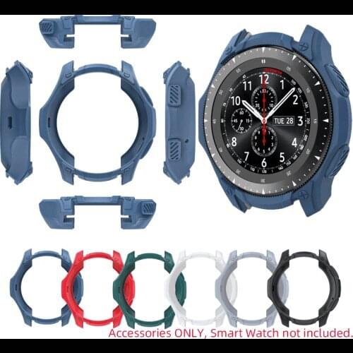 TPU Soft Edge Glass Screen Protector Case Shell Frame For Samsung Galaxy Watch 46mm Band S3 Classic/ Frontier Protective Cover