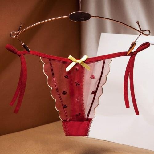 Women Sexy Thong Panties Erotic Lingerie See Through Lace Pants Briefs Underwear Sex G-String Sleepwear Low Waist Bandage
