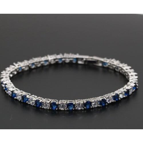 New Fashion Silver Color Bracelet For Women Superior Blue Zirconia Adjustable Link Chain Bracelet Length 19cm